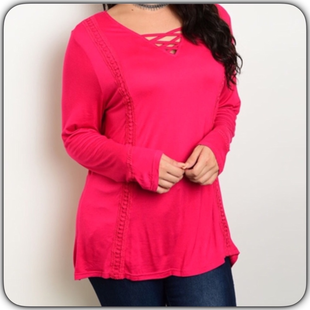 Pink Long Sleeve Top 1X